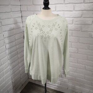 Natural Reflections Ladies Size 1X Mint Green Terry Lined Eyelet Sweat Shirt